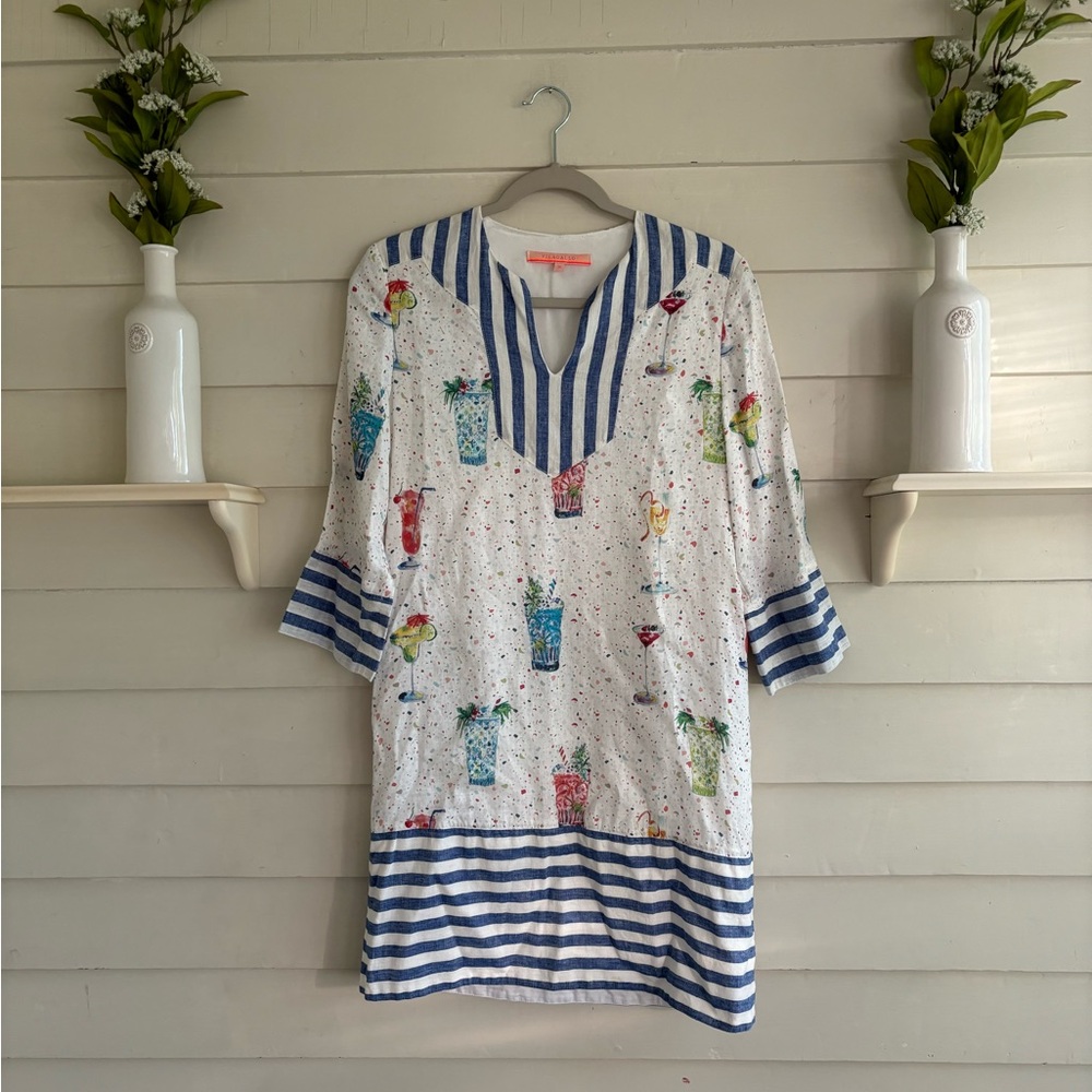Vilagallo Linen Drink Cocktail Dress Size Small (38)